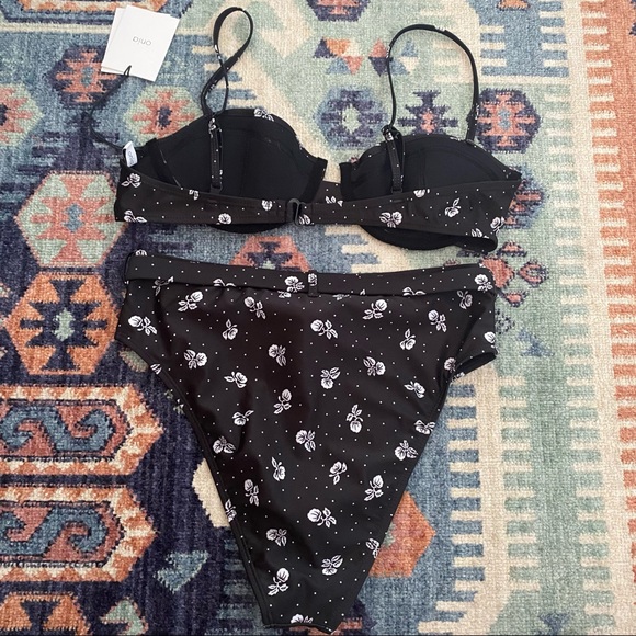 New Onia High Rise Floral Bikini Set in Black - Picture 9 of 11